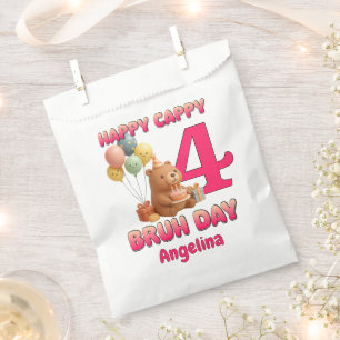 HAPPY CAPPY BRUH DAY Custom Capybara 4th Birthday Favour Bag