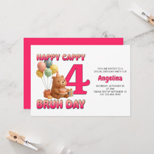 HAPPY CAPPY BRUH DAY Custom Capybara 4th Birthday Invitation
