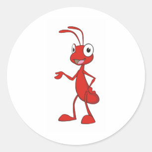 Happy Cartoon Ant Classic Round Sticker