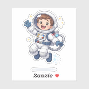 Happy Cartoon Astronaut Custom-Cut Vinyl Sticker