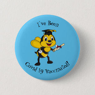 Happy cartoon bee graduation 2 inch round button