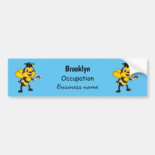Happy cartoon bee graduation bumper sticker (Front)