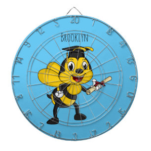 Happy cartoon bee graduation dartboard
