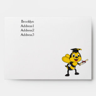 Happy cartoon bee graduation envelope
