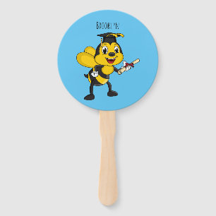 Happy cartoon bee graduation  hand fan