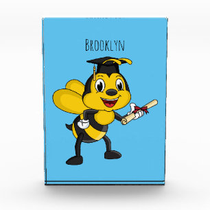 Happy cartoon bee graduation photo block