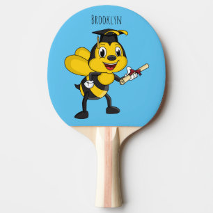 Happy cartoon bee graduation ping pong paddle