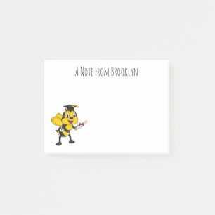 Happy cartoon bee graduation post-it notes