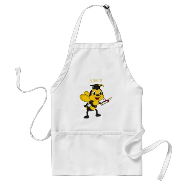 Happy cartoon bee graduation standard apron (Front)