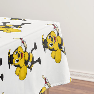 Happy cartoon bee graduation tablecloth