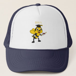 Happy cartoon bee graduation  trucker hat