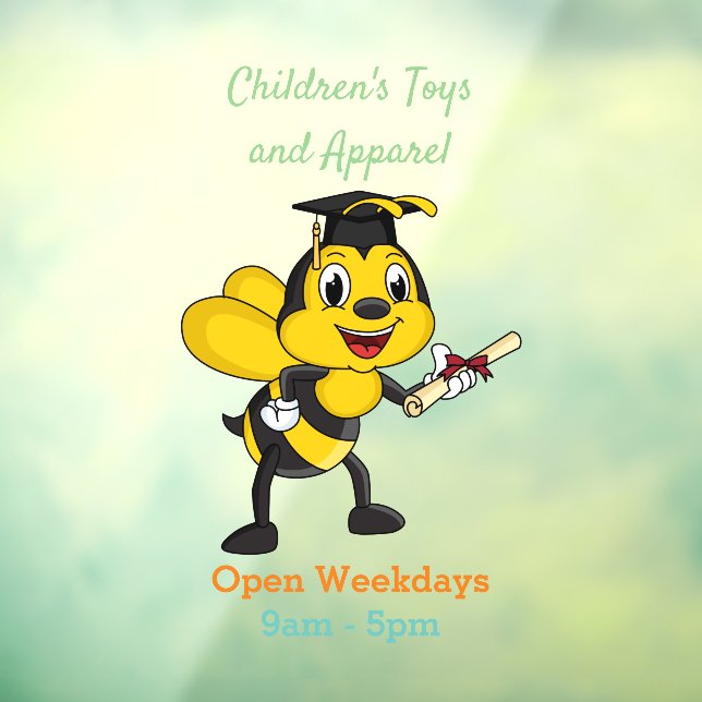 Happy cartoon bee graduation window cling (Sheet 3)
