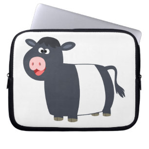 Happy Cartoon Belted Galloway Cow Laptop Sleeve