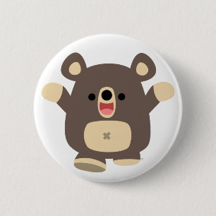 Happy Cartoon Black Bear badge bouton