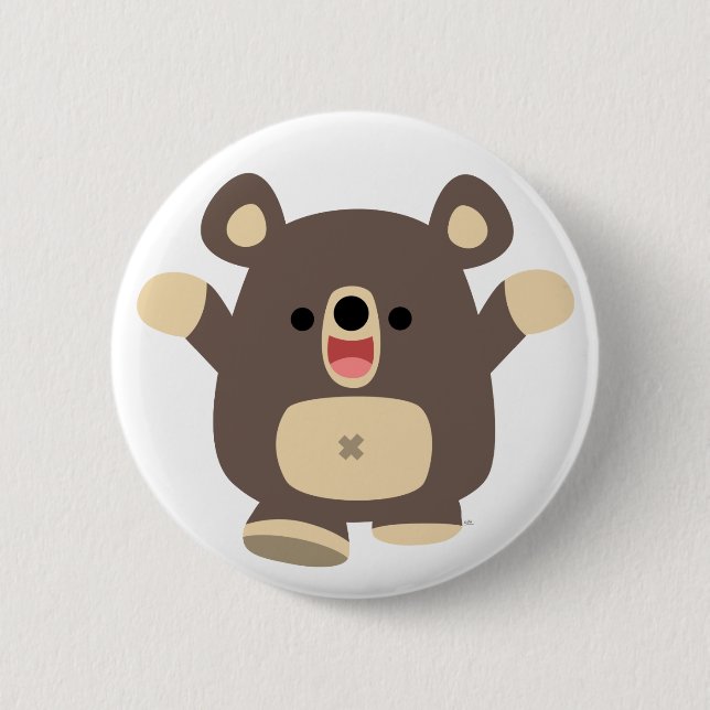 Happy Cartoon Black Bear badge bouton (Devant)