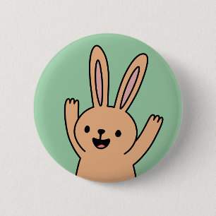 Happy Cartoon Bunny rabbit 2 Inch Round Button