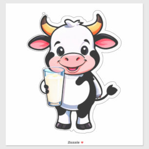 Happy Cartoon Cow With Milkshake Cup For Kids