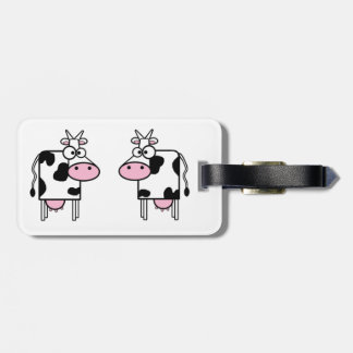 Happy Cartoon Cows Luggage Tag