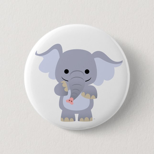 Happy Cartoon Elephant button badge (Front)