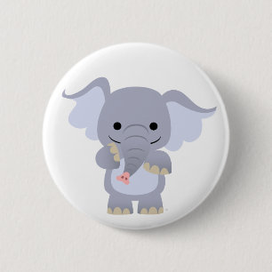 Happy Cartoon Elephant button badge