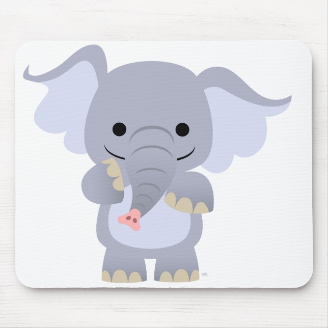 Happy Cartoon Elephant Mousepad (Front)