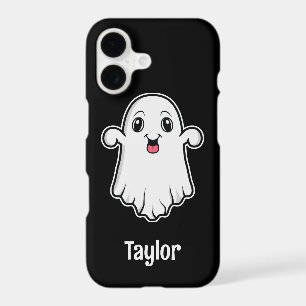Happy Cartoon Ghost Avec Nom Personnalisable Noir