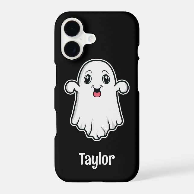 Happy Cartoon Ghost Avec Nom Personnalisable Noir (Verso)