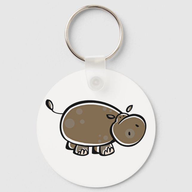 Happy Cartoon Hippo Keychain (Front)