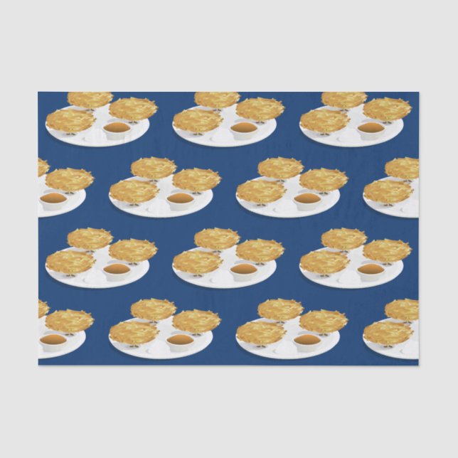 Happy Cartoon Latkes Apple Sauce Sour Cream Tissue Paper (Front)