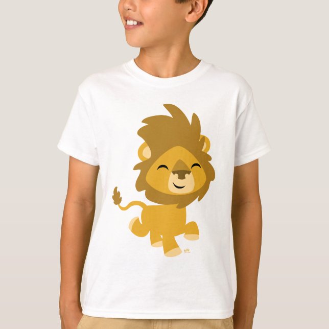 Happy Cartoon Lion Enfants T-shirt (Devant)