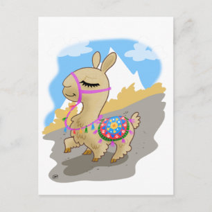 Happy Cartoon Llama Postcard