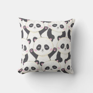 Happy Cartoon Panda Pattern Throw Pillow