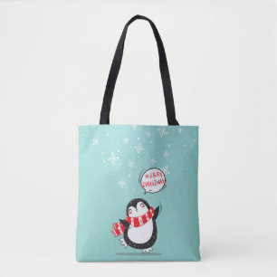 Happy Cartoon Penguin Tote Bag