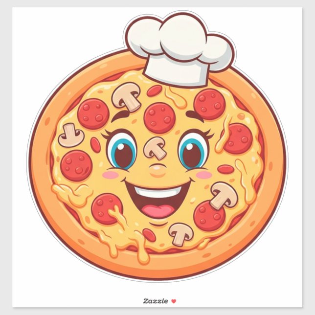 Happy Cartoon Pizza With Pepperoni (Sheet)