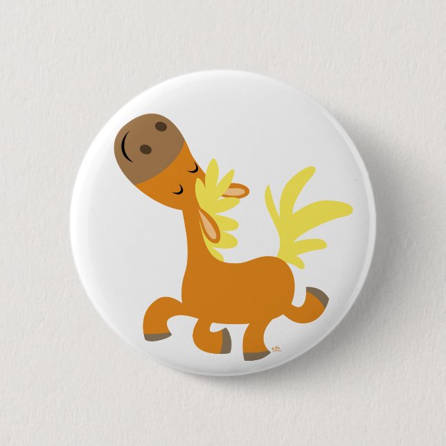 Happy Cartoon Pony button badge (Front)