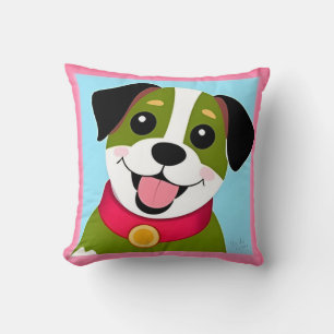 Happy Cartoon Puppy Pet Lover Home Décor Gift Throw Pillow