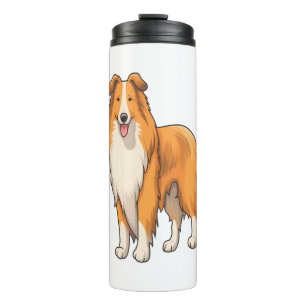 Happy Cartoon Rough Collie Thermal Tumbler