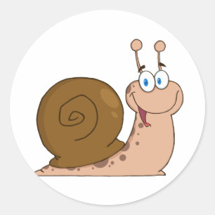 Happy Cartoon Snail Classic Round Sticker