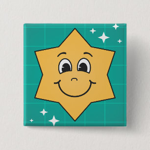 Happy cartoon star face smile , xmas design 2 inch square button