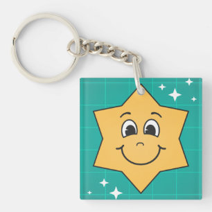 Happy cartoon star face smile , xmas design keychain