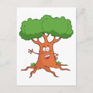 happy cartoon tree postcard
