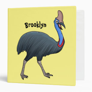Happy cassowary bird cartoon illustration binder