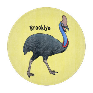 Happy cassowary bird cartoon illustration  cutting board