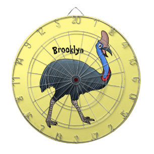Happy cassowary bird cartoon illustration dartboard