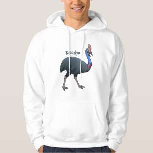 Happy cassowary bird cartoon illustration hoodie