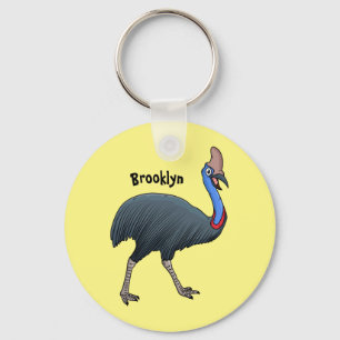 Happy cassowary bird cartoon illustration keychain