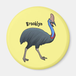 Happy cassowary bird cartoon illustration magnet