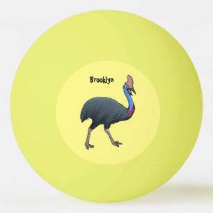 Happy cassowary bird cartoon illustration ping pong ball