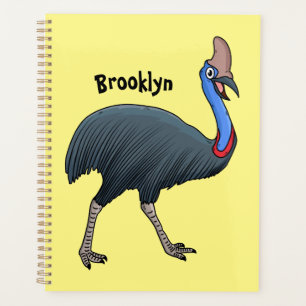 Happy cassowary bird cartoon illustration planner