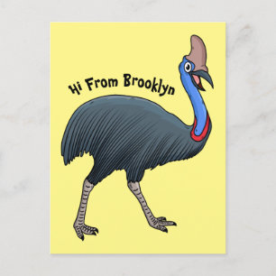 Happy cassowary bird cartoon illustration postcard